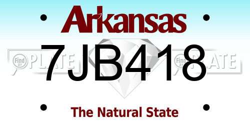 7JB418 Arkansas License Plate