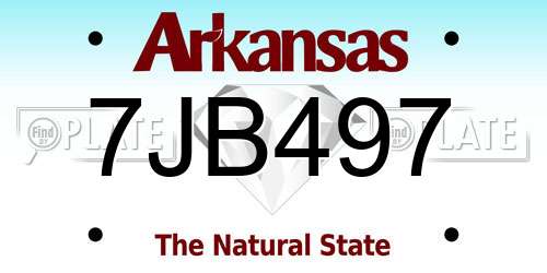 7JB497 Arkansas License Plate