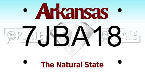 7JBA18 Arkansas License Plate