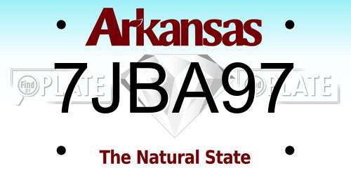 7JBA97 Arkansas License Plate