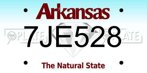 7JE528 Arkansas License Plate