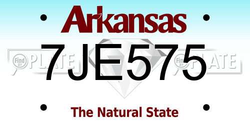 7JE575 Arkansas License Plate