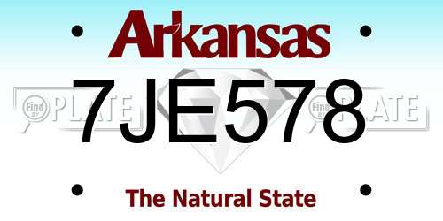 7JE578 Arkansas License Plate
