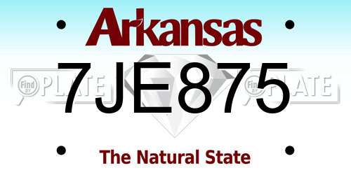 7JE875 Arkansas License Plate