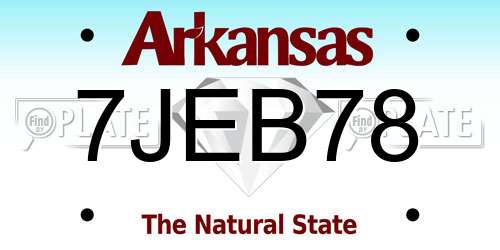 7JEB78 Arkansas License Plate