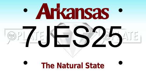 7JES25 Arkansas License Plate