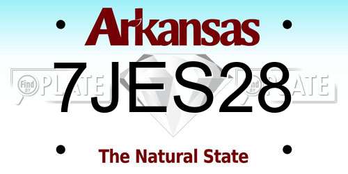 7JES28 Arkansas License Plate