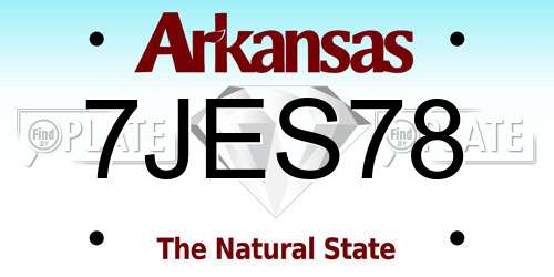 7JES78 Arkansas License Plate