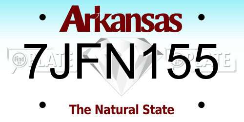 7JFN155 Arkansas License Plate