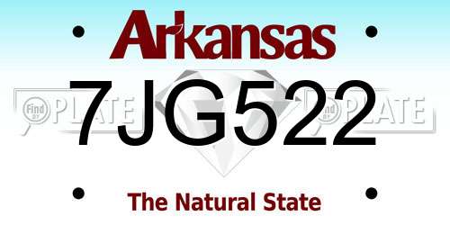 7JG522 Arkansas License Plate