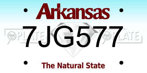 7JG577 Arkansas License Plate