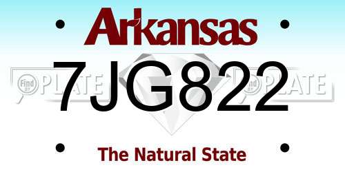7JG822 Arkansas License Plate