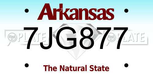 7JG877 Arkansas License Plate