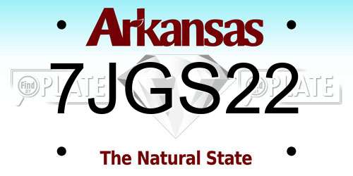 7JGS22 Arkansas License Plate