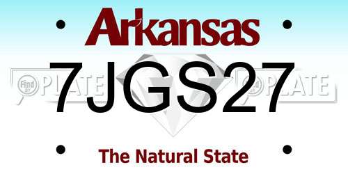 7JGS27 Arkansas License Plate