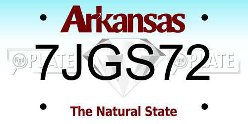 7JGS72 Arkansas License Plate