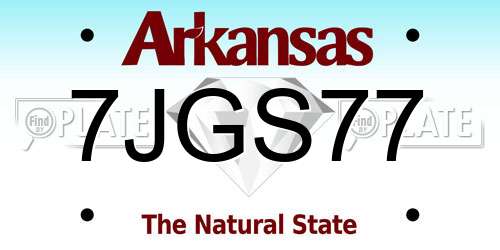 7JGS77 Arkansas License Plate