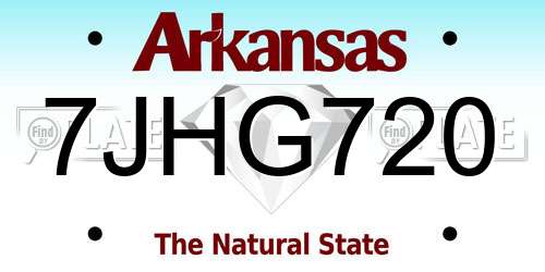 7JHG720 Arkansas License Plate