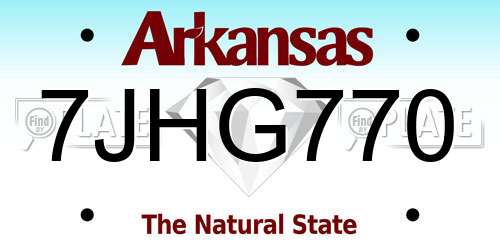 7JHG770 Arkansas License Plate
