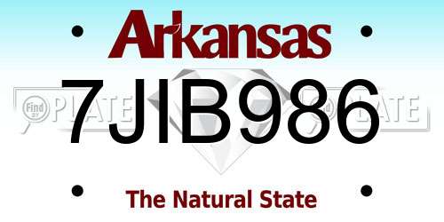 7JIB986 Arkansas License Plate