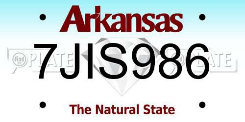 7JIS986 Arkansas License Plate
