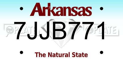7JJB771 Arkansas License Plate