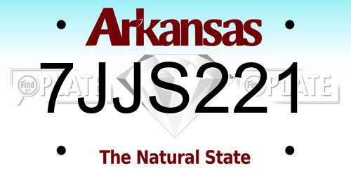7JJS221 Arkansas License Plate