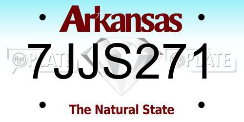 7JJS271 Arkansas License Plate