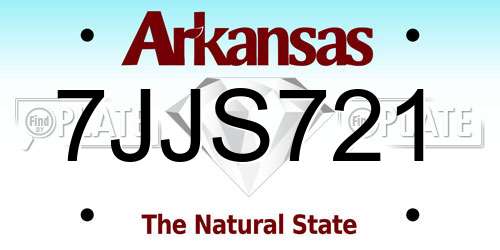 7JJS721 Arkansas License Plate