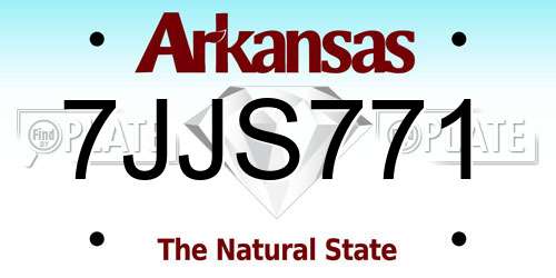 7JJS771 Arkansas License Plate