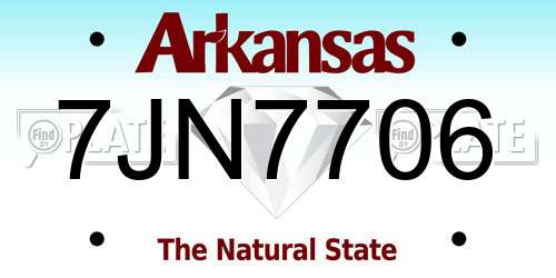 7JN7706 Arkansas License Plate