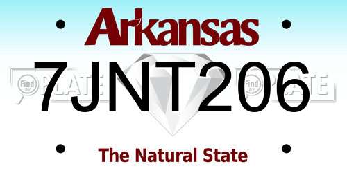 7JNT206 Arkansas License Plate