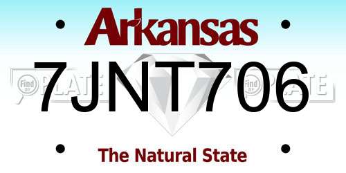 7JNT706 Arkansas License Plate