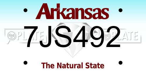 7JS492 Arkansas License Plate