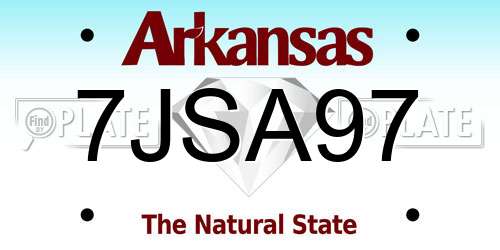 7JSA97 Arkansas License Plate