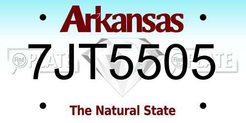 7JT5505 Arkansas License Plate