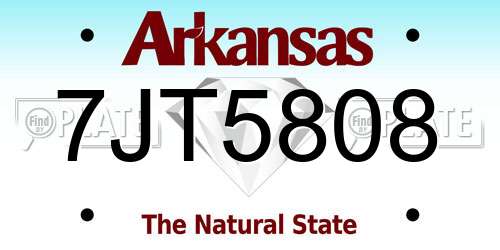 7JT5808 Arkansas License Plate