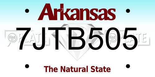 7JTB505 Arkansas License Plate