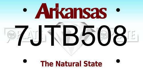7JTB508 Arkansas License Plate