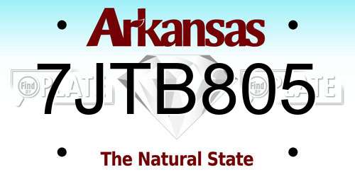 7JTB805 Arkansas License Plate