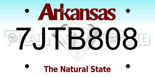 7JTB808 Arkansas License Plate