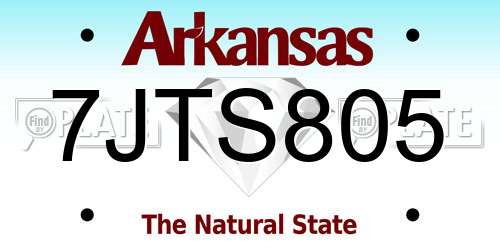 7JTS805 Arkansas License Plate