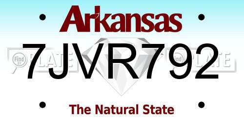 7JVR792 Arkansas License Plate