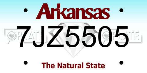 7JZ5505 Arkansas License Plate
