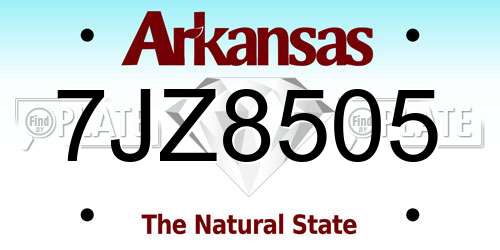 7JZ8505 Arkansas License Plate