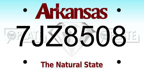 7JZ8508 Arkansas License Plate
