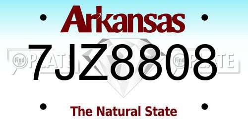 7JZ8808 Arkansas License Plate
