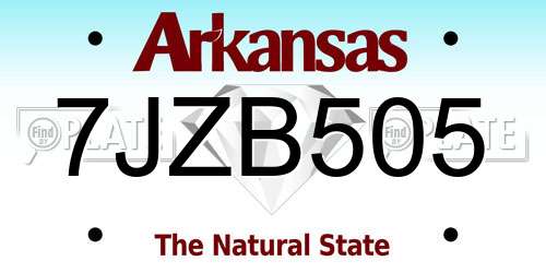 7JZB505 Arkansas License Plate