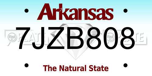 7JZB808 Arkansas License Plate