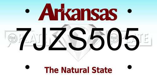 7JZS505 Arkansas License Plate